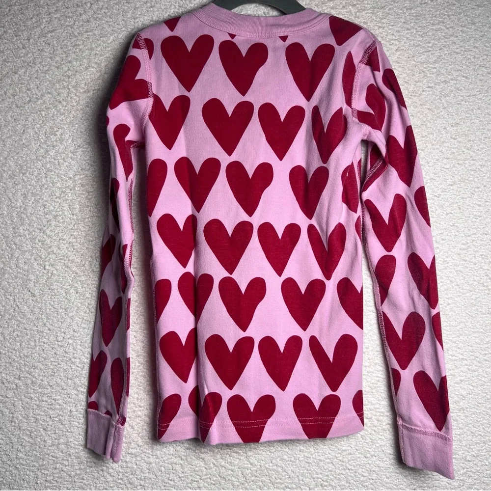 Hanna Andersson Kids Heart Pink‎ Matching Set Pajamas Size 8